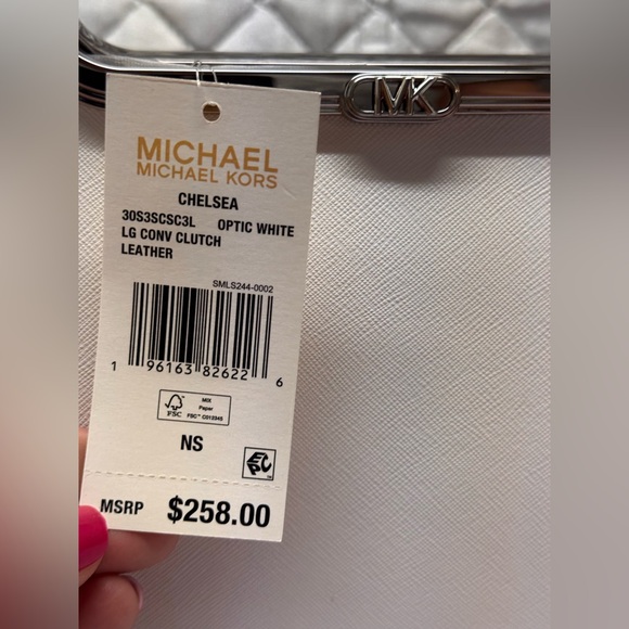 NWT Michael Kors Convertible Clutch Bag in Optic White & chain link strap - Picture 8 of 11